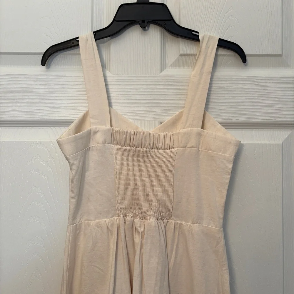 Chic Cream Button-Front Midi Dress - Picture 3 of 4